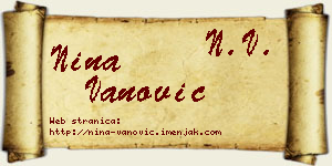 Nina Vanović vizit kartica